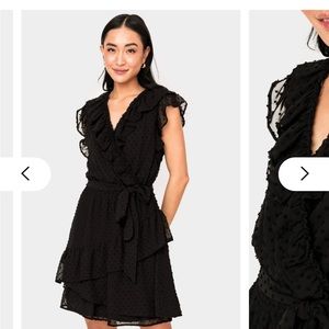 Gibson Look Black Ruffles for Days Wrap Dress with Belt